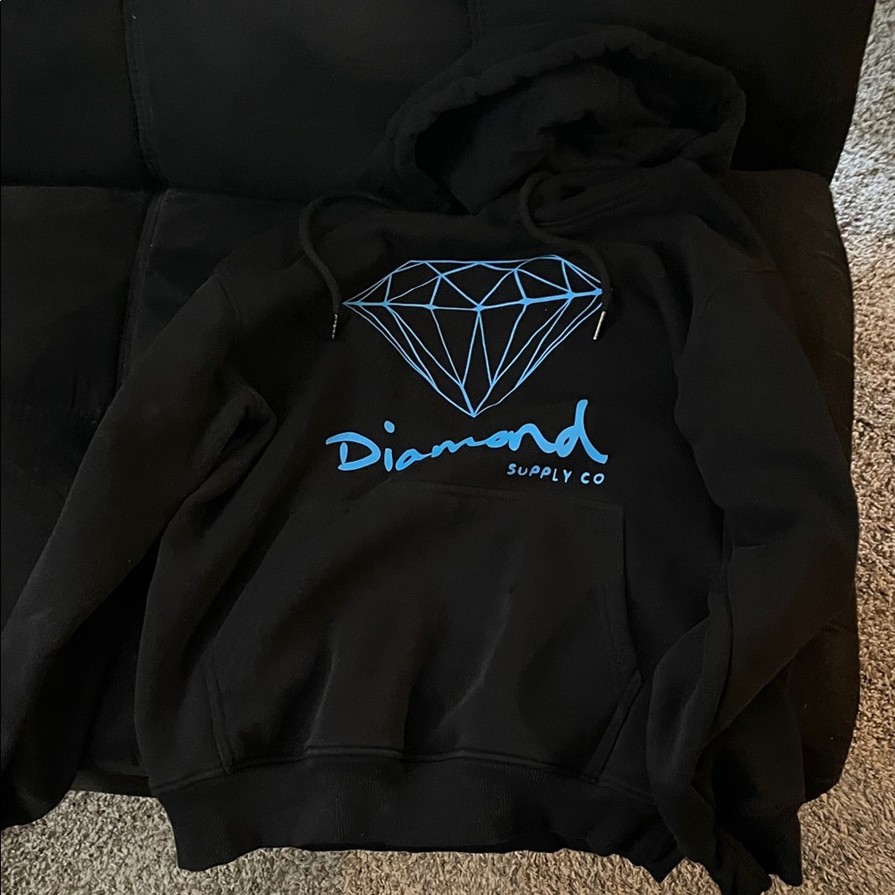 Diamond Supply Co Black Hoodie with Blue Graphic